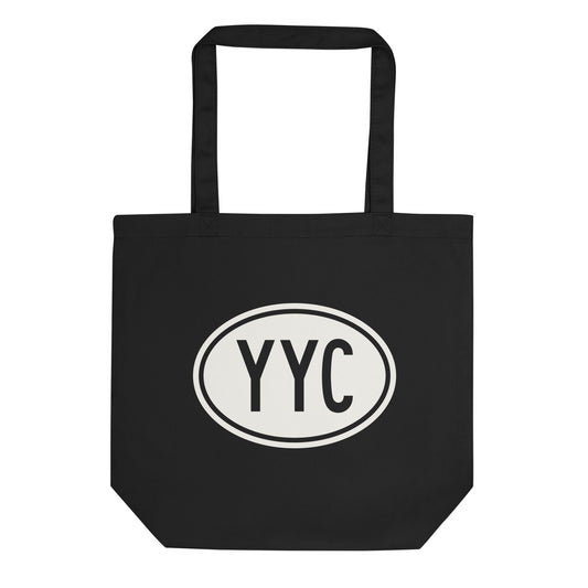 Unique Travel Gift Organic Tote - White Oval • YYC Calgary • YHM Designs - Image 01