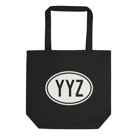 Unique Travel Gift Organic Tote - White Oval • YYZ Toronto • YHM Designs - Image 01