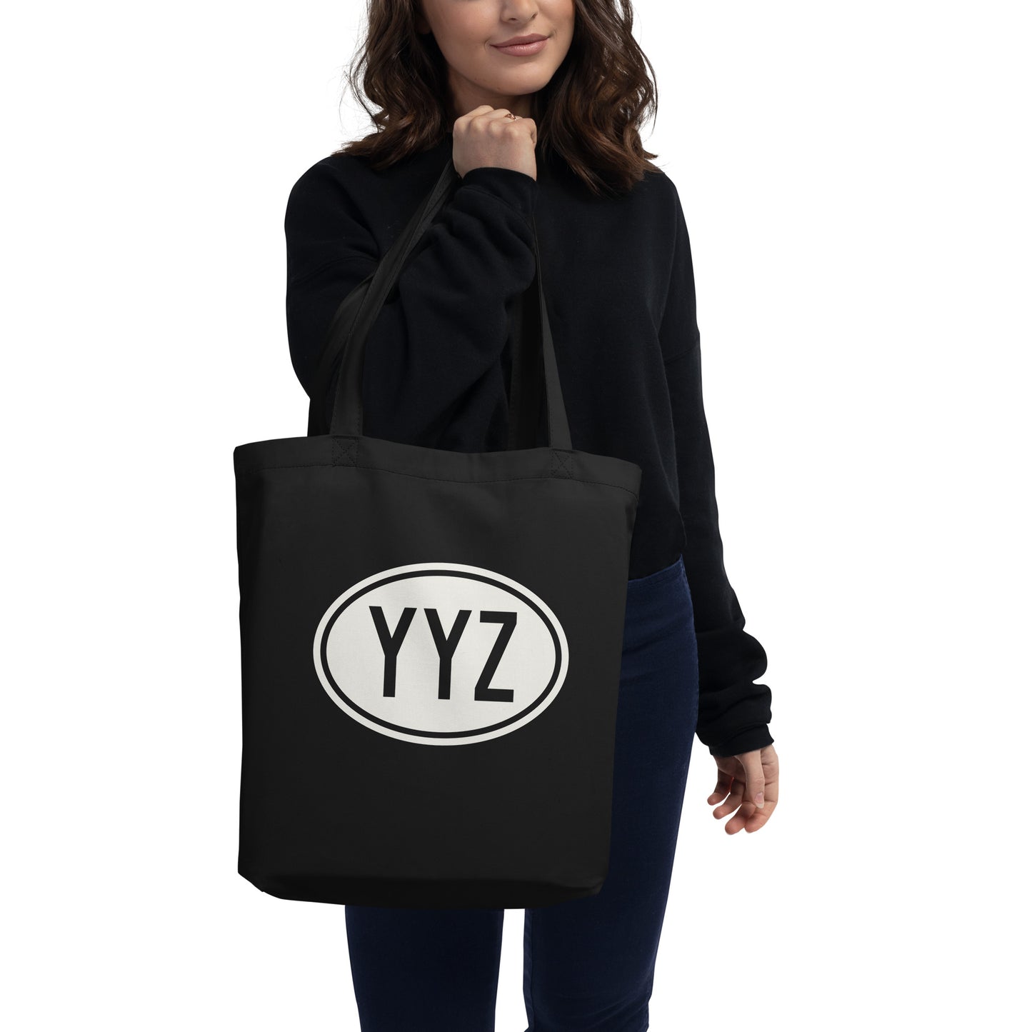 Unique Travel Gift Organic Tote - White Oval • YYZ Toronto • YHM Designs - Image 03