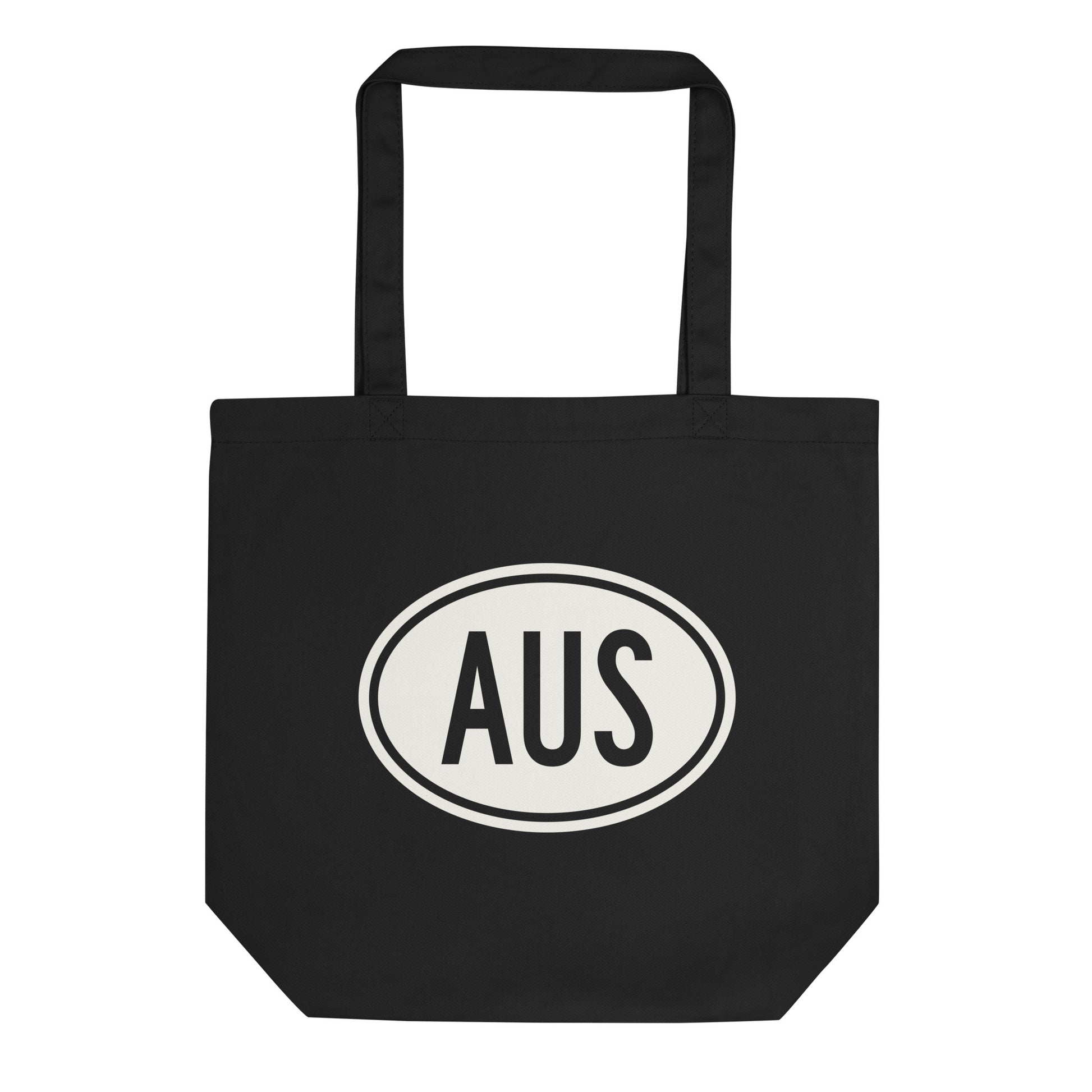 Unique Travel Gift Organic Tote - White Oval • AUS Austin Souvenir • YHM Designs - Image 01