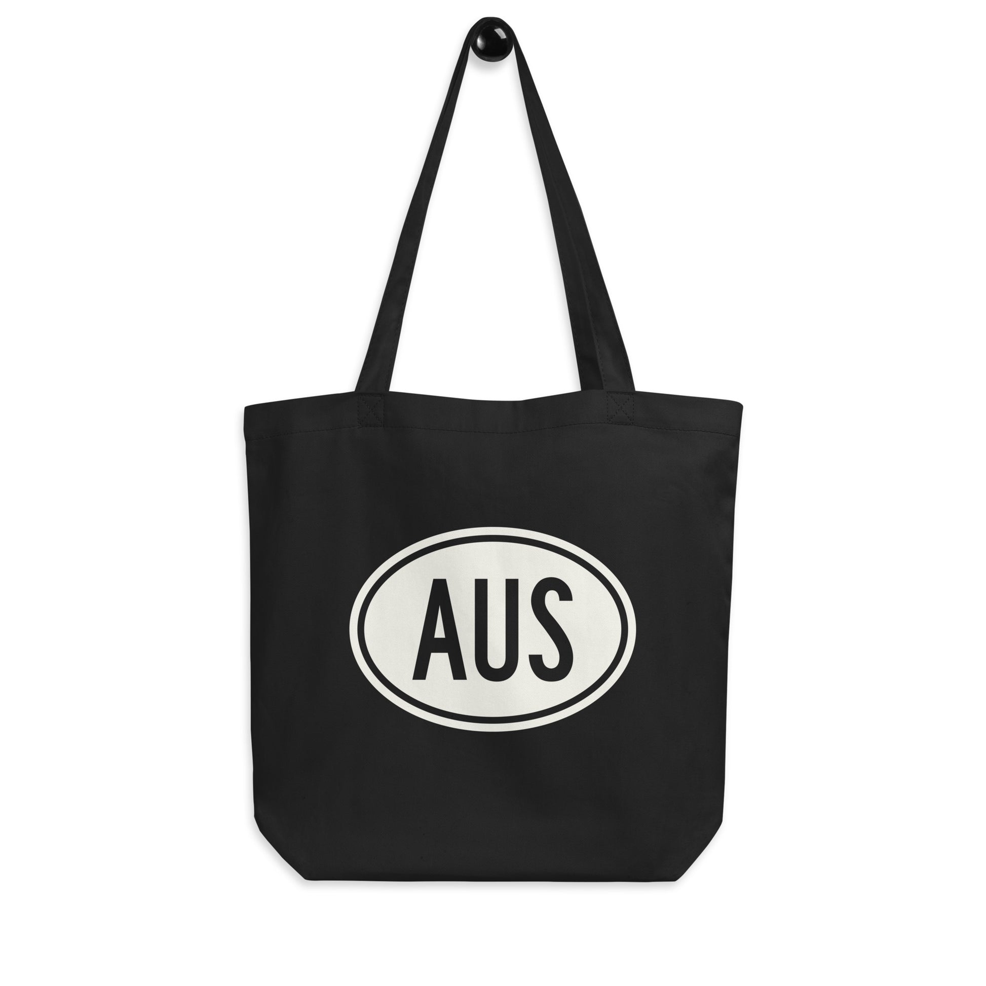Unique Travel Gift Organic Tote - White Oval • AUS Austin Souvenir • YHM Designs - Image 04