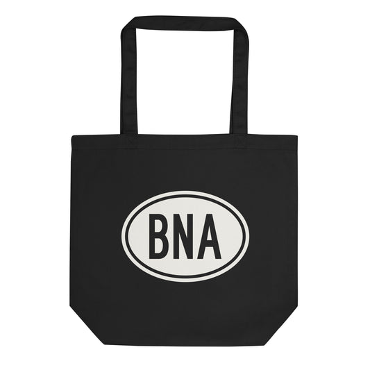 Unique Travel Gift Organic Tote - White Oval • BNA Nashville • YHM Designs - Image 01