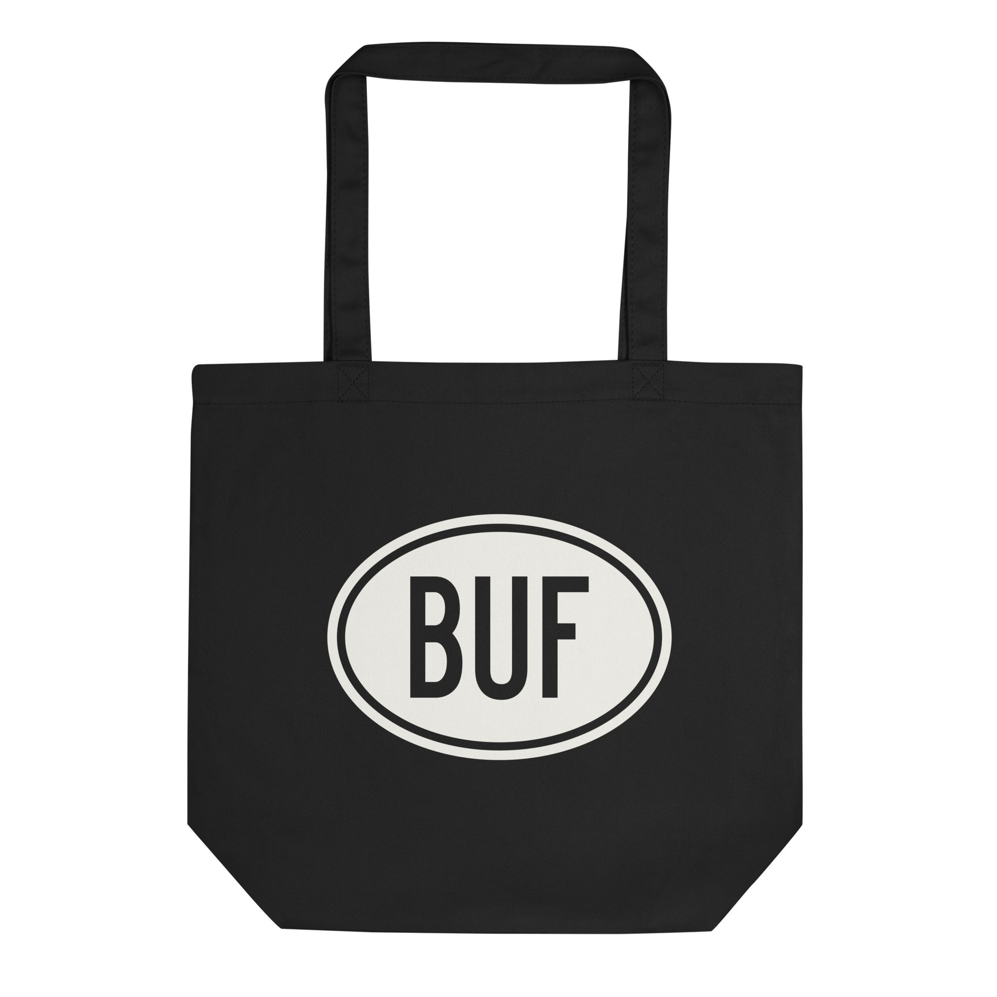 Unique Travel Gift Organic Tote - White Oval • BUF Buffalo Souvenir • YHM Designs - Image 01