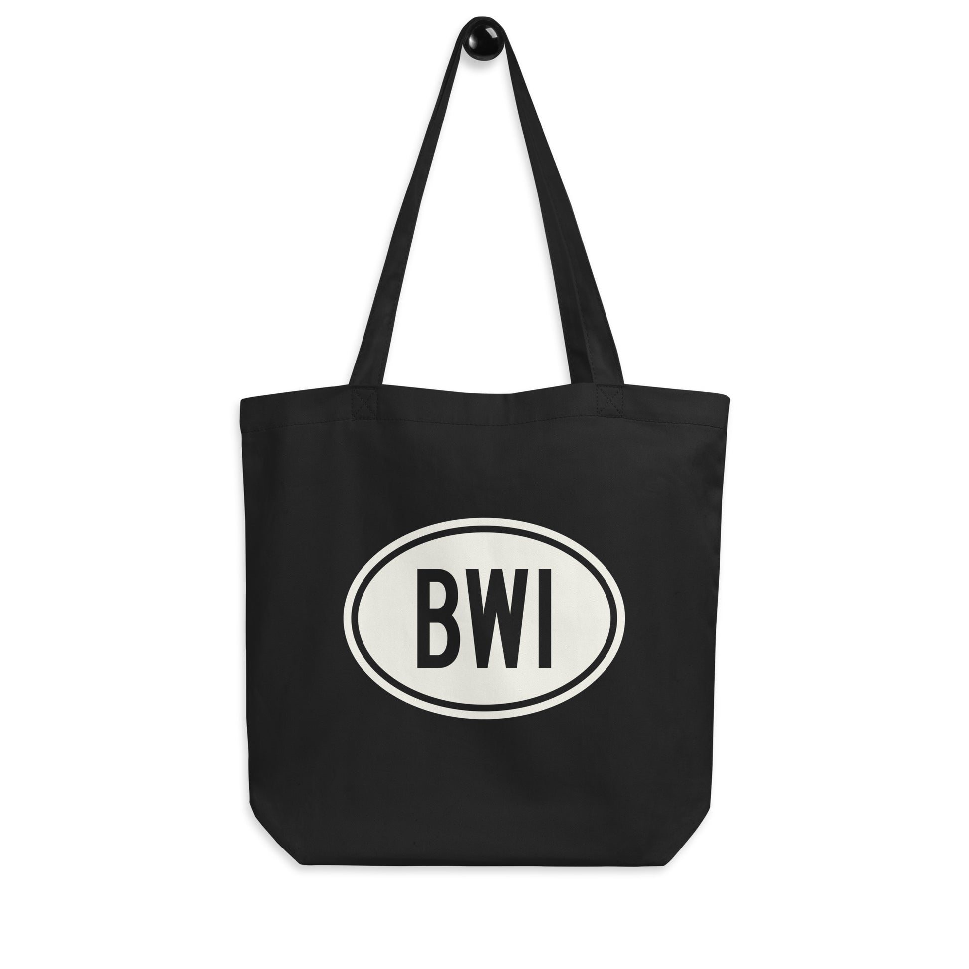 Unique Travel Gift Organic Tote - White Oval • BWI Baltimore • YHM Designs - Image 04