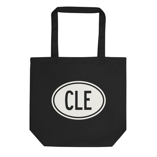 Unique Travel Gift Organic Tote - White Oval • CLE Cleveland • YHM Designs - Image 01