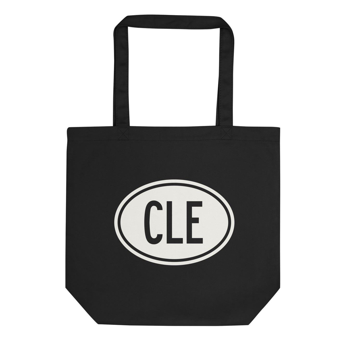 Unique Travel Gift Organic Tote - White Oval • CLE Cleveland • YHM Designs - Image 01