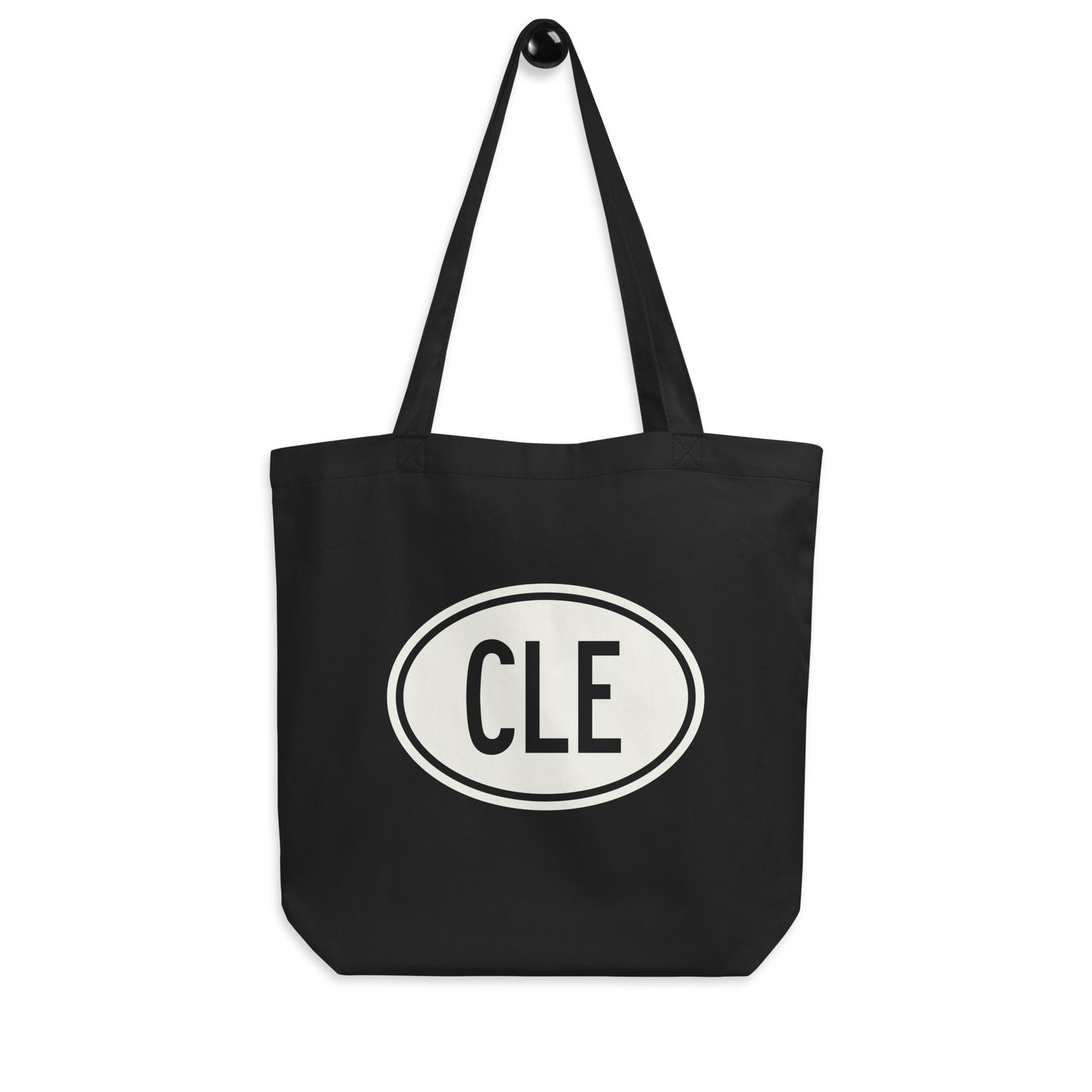 Unique Travel Gift Organic Tote - White Oval • CLE Cleveland • YHM Designs - Image 04