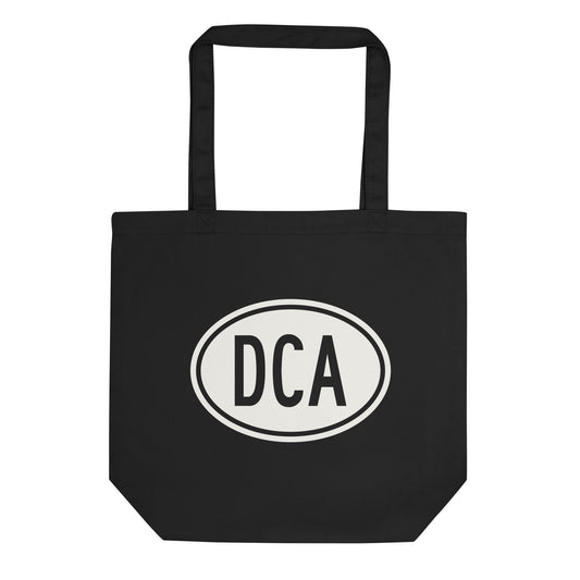 Unique Travel Gift Organic Tote - White Oval • DCA Washington • YHM Designs - Image 01