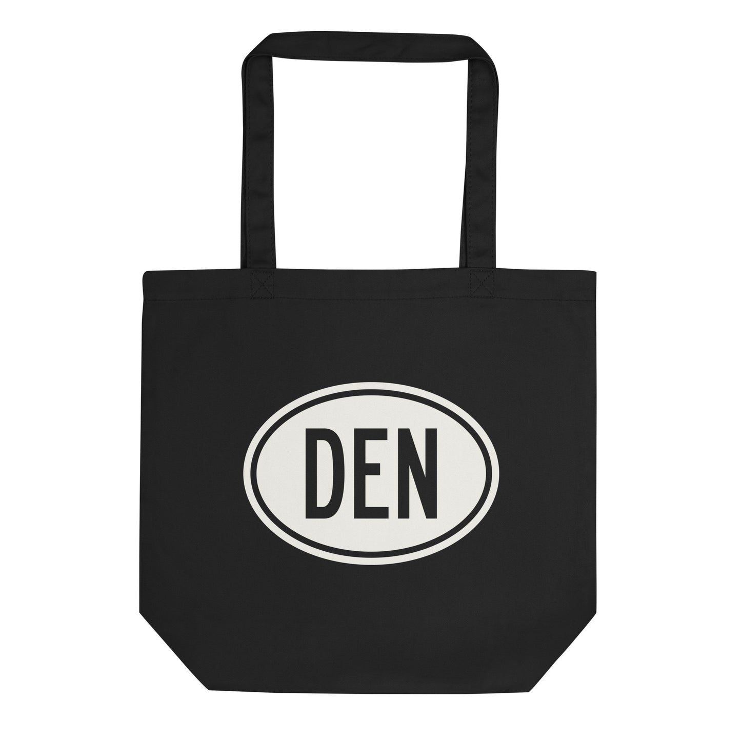 Unique Travel Gift Organic Tote - White Oval • DEN Denver • YHM Designs - Image 01