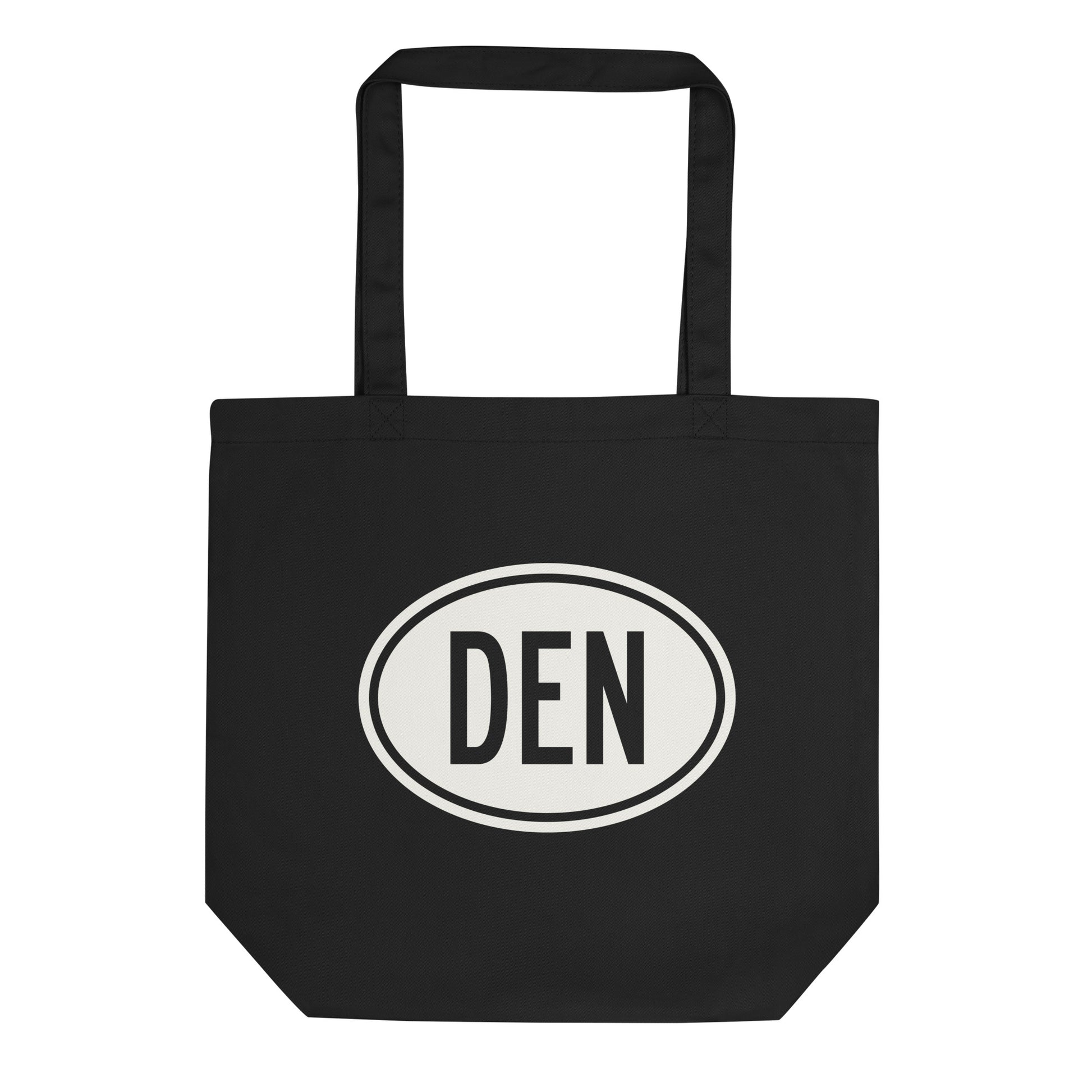 Unique Travel Gift Organic Tote - White Oval • DEN Denver • YHM Designs - Image 01