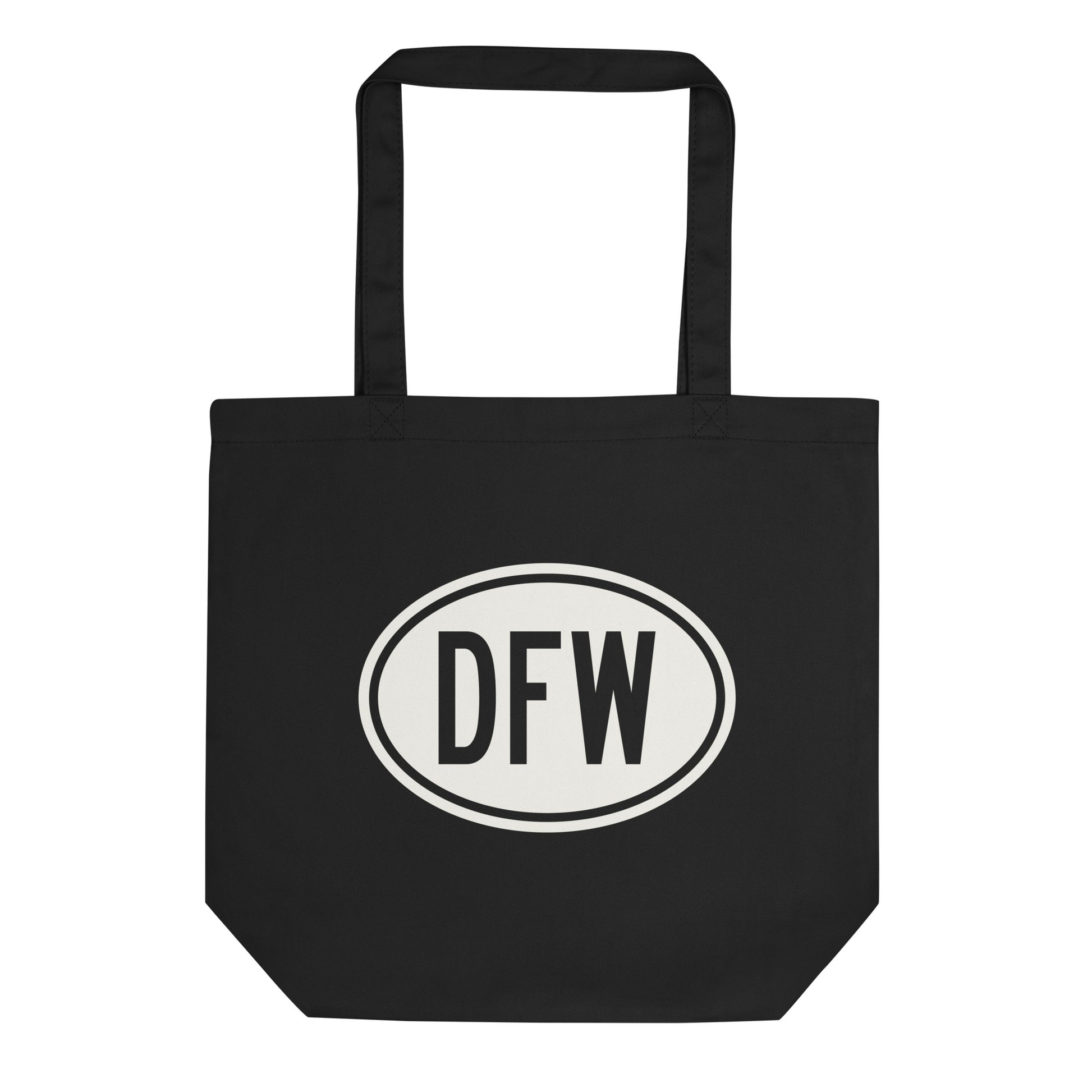 Unique Travel Gift Organic Tote - White Oval • DFW Dallas Souvenir • YHM Designs - Image 01