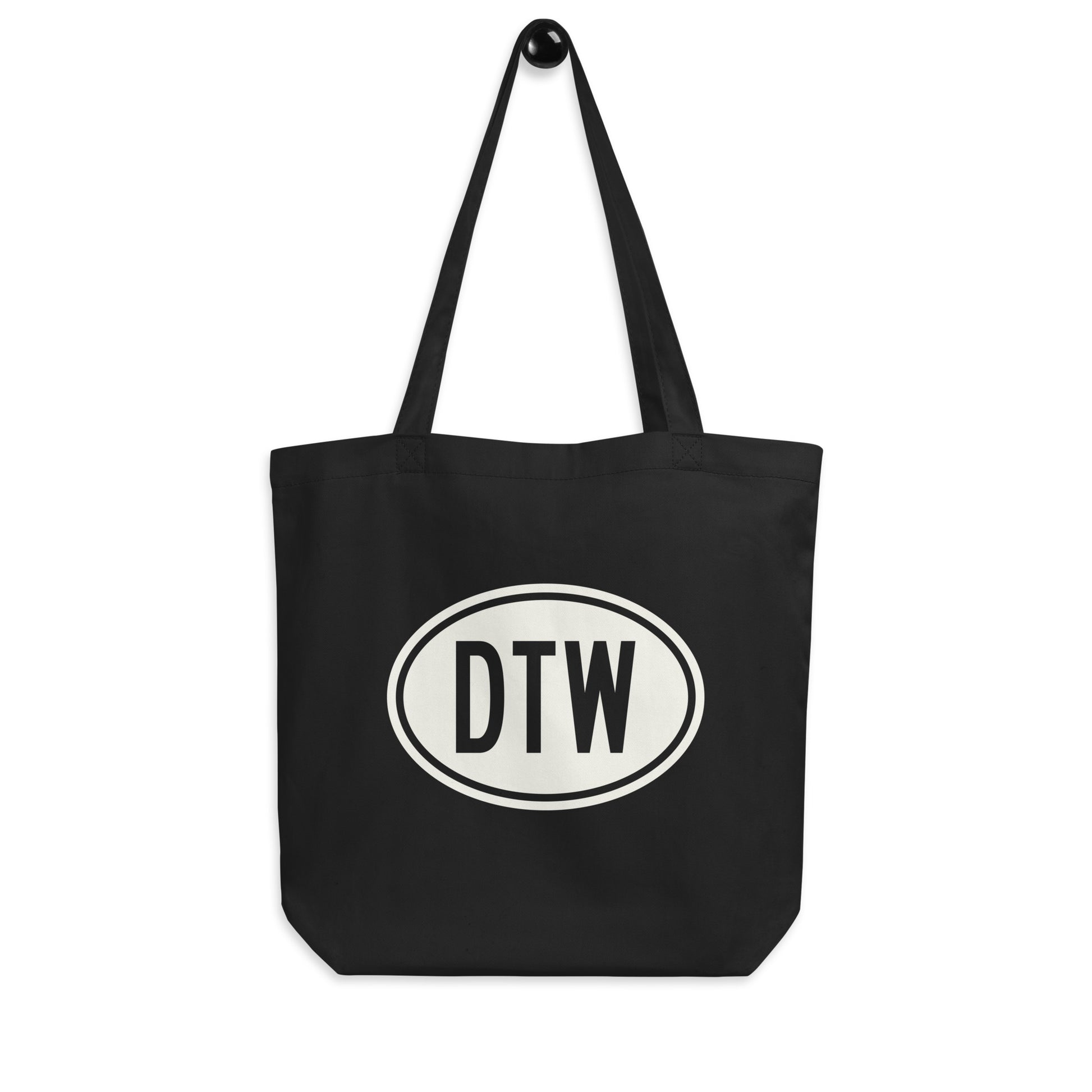 Unique Travel Gift Organic Tote - White Oval • DTW Detroit • YHM Designs - Image 04