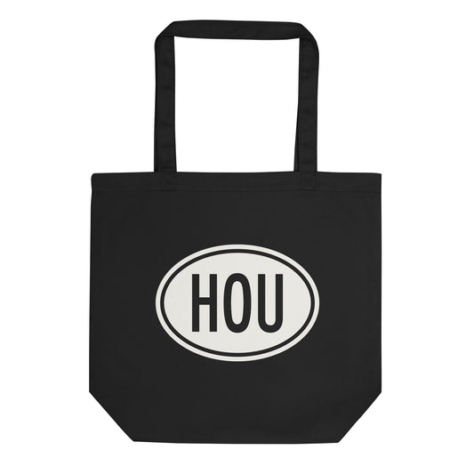 Unique Travel Gift Organic Tote - White Oval • HOU Houston • YHM Designs - Image 01