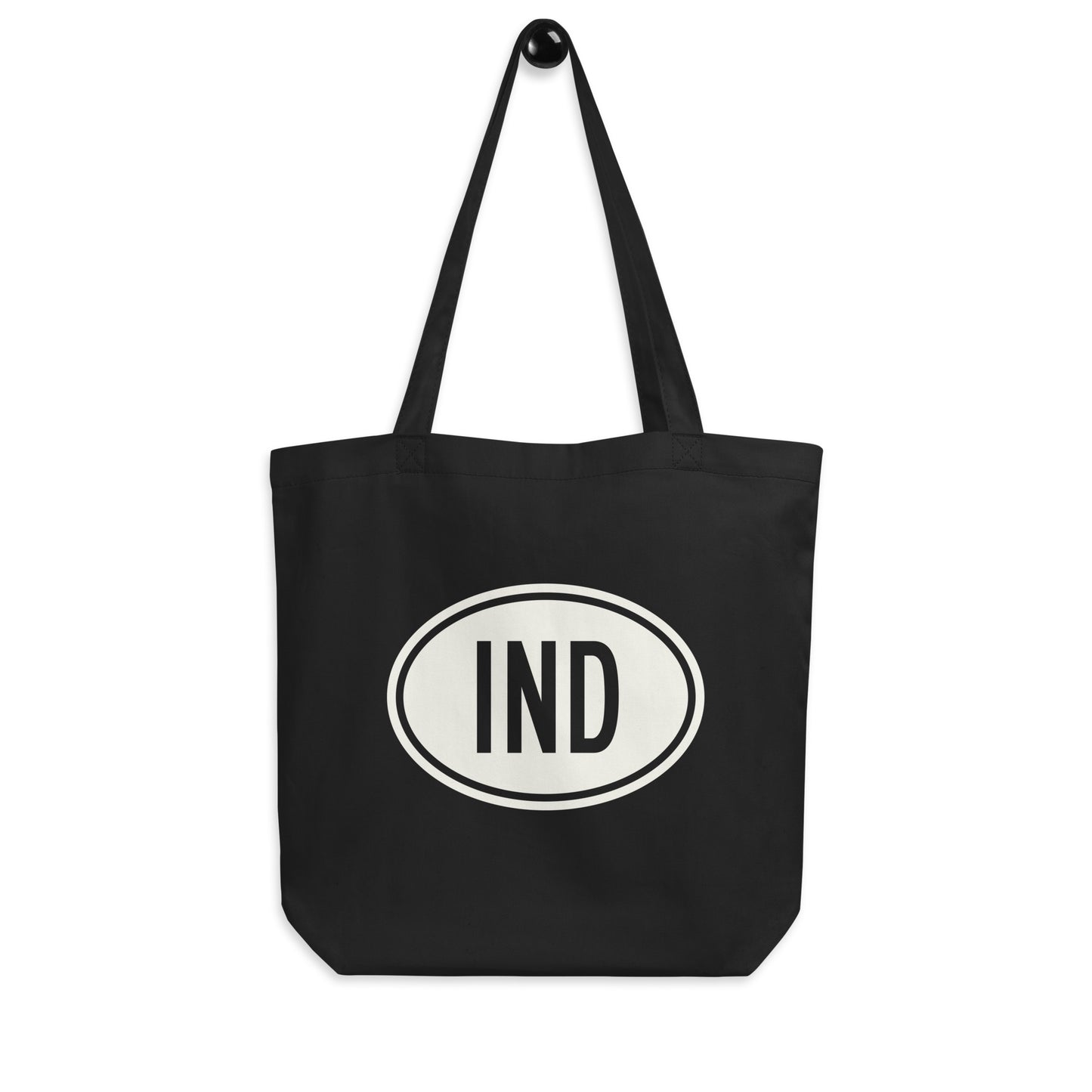 Unique Travel Gift Organic Tote - White Oval • IND Indianapolis • YHM Designs - Image 04