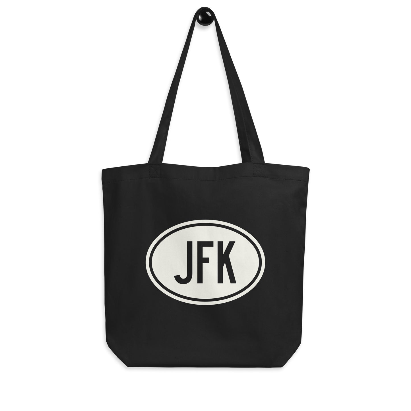 Unique Travel Gift Organic Tote - White Oval • JFK New York City • YHM Designs - Image 04