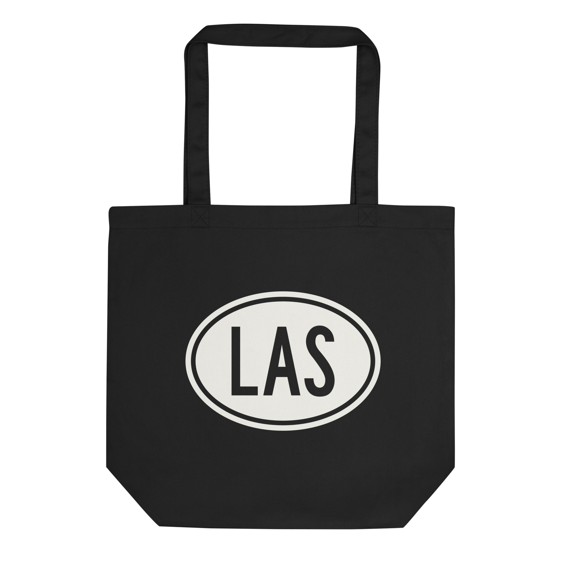 Unique Travel Gift Organic Tote - White Oval • LAS Las Vegas Souvenir • YHM Designs - Image 01