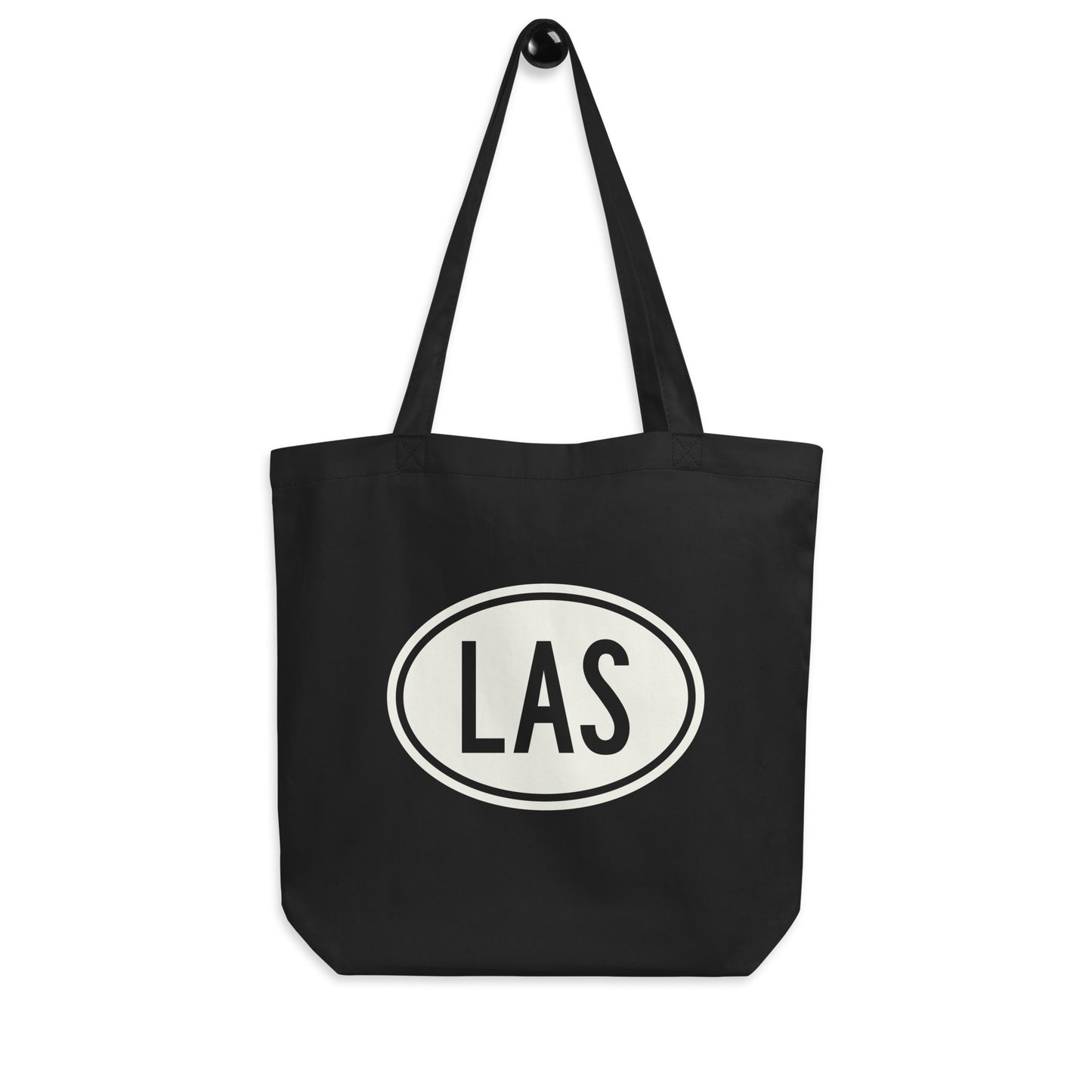 Unique Travel Gift Organic Tote - White Oval • LAS Las Vegas • YHM Designs - Image 04