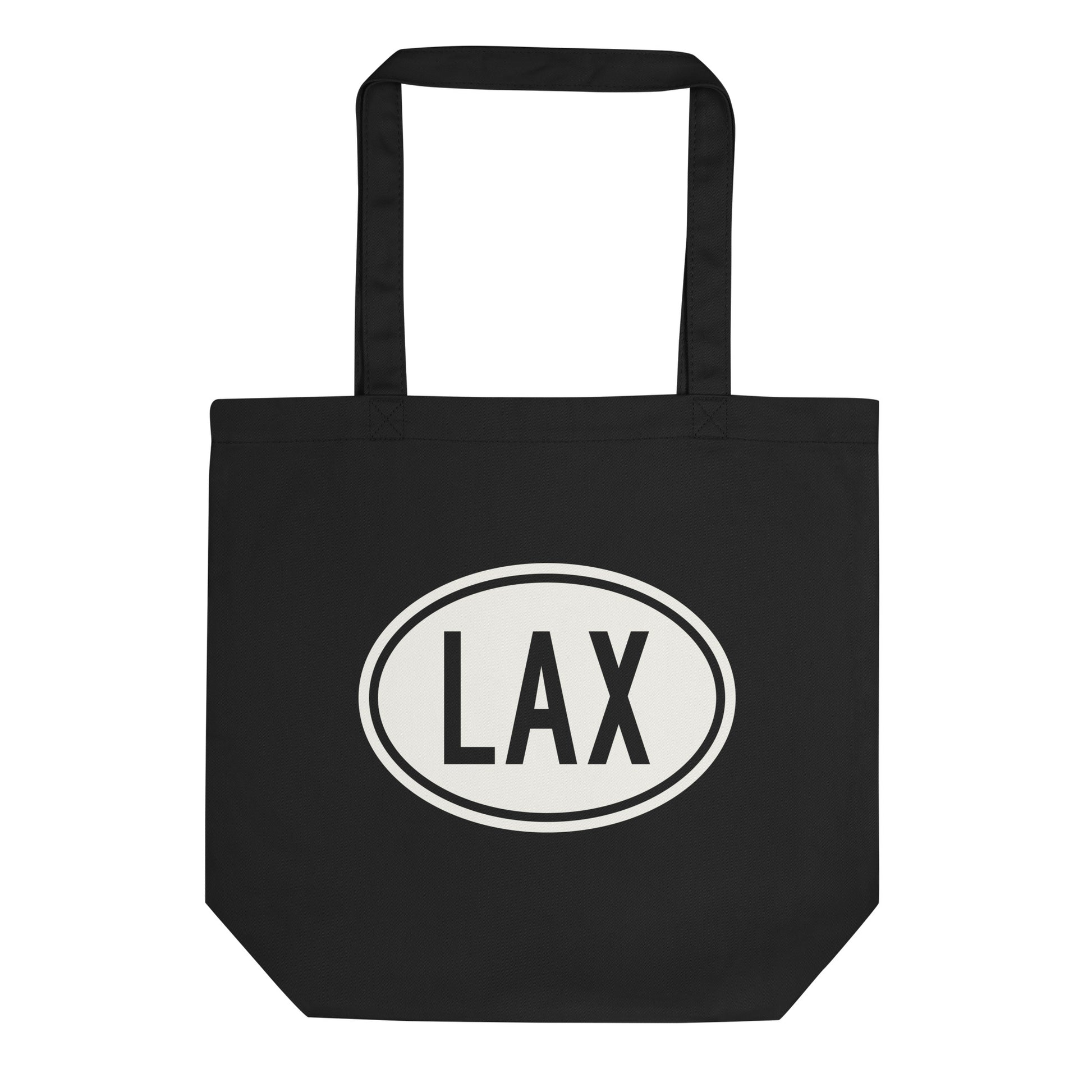 Unique Travel Gift Organic Tote - White Oval • LAX Los Angeles • YHM Designs - Image 01