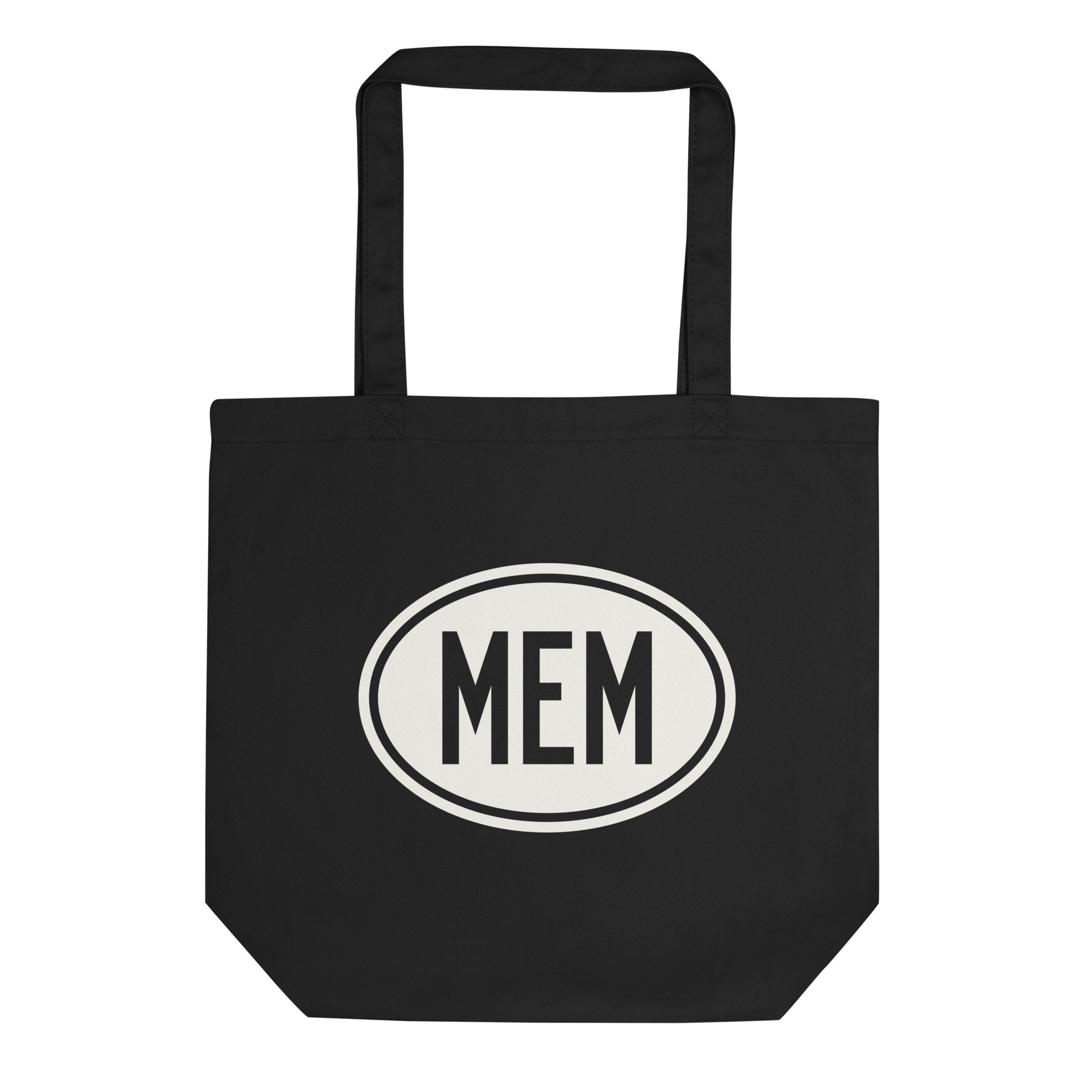 Unique Travel Gift Organic Tote - White Oval • MEM Memphis • YHM Designs - Image 01