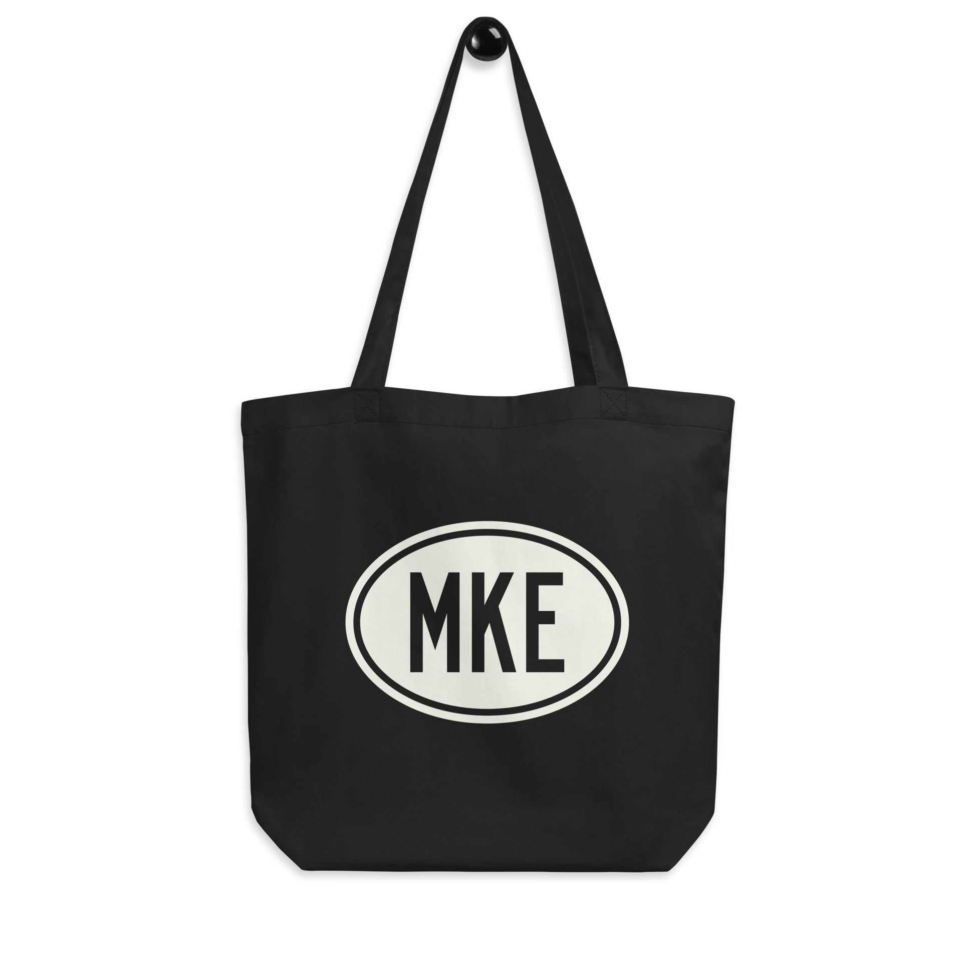 Unique Travel Gift Organic Tote - White Oval • MKE Milwaukee • YHM Designs - Image 04