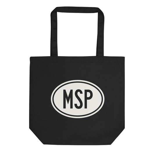 Unique Travel Gift Organic Tote - White Oval • MSP Minneapolis Souvenir • YHM Designs - Image 01