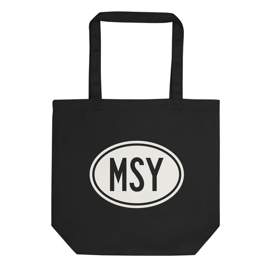 Unique Travel Gift Organic Tote - White Oval • MSY New Orleans • YHM Designs - Image 01