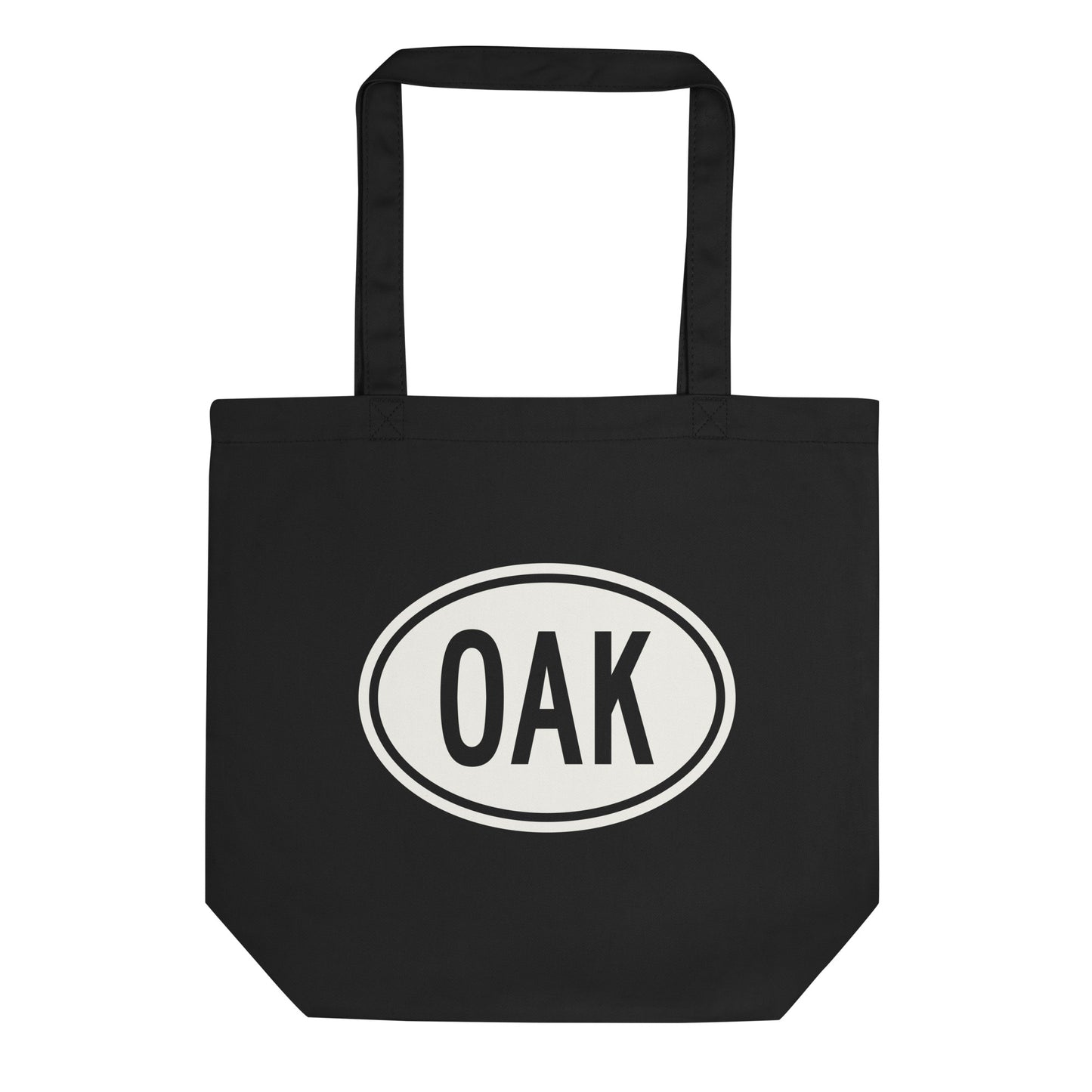 Unique Travel Gift Organic Tote - White Oval • OAK Oakland • YHM Designs - Image 01