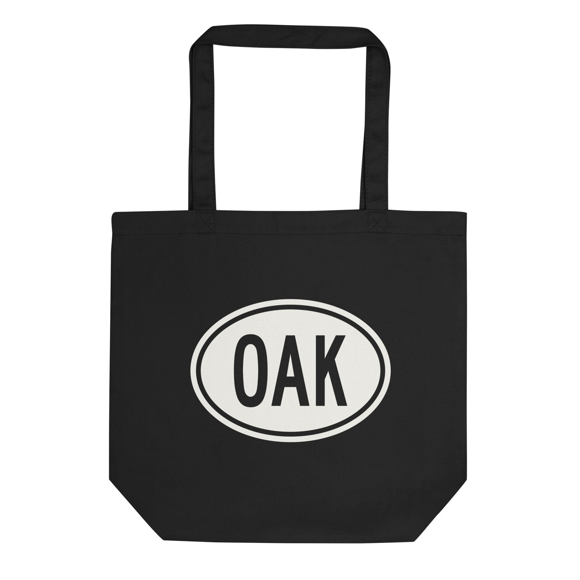 Unique Travel Gift Organic Tote - White Oval • OAK Oakland Souvenir • YHM Designs - Image 01