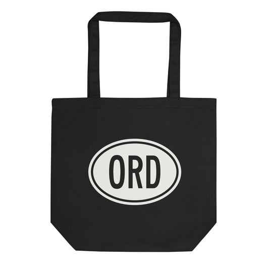 Unique Travel Gift Organic Tote - White Oval • ORD Chicago • YHM Designs - Image 01