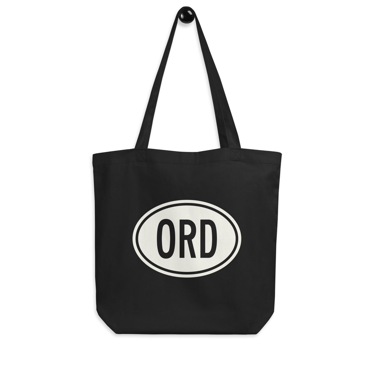Unique Travel Gift Organic Tote - White Oval • ORD Chicago • YHM Designs - Image 04