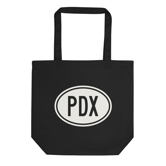 Unique Travel Gift Organic Tote - White Oval • PDX Portland • YHM Designs - Image 01