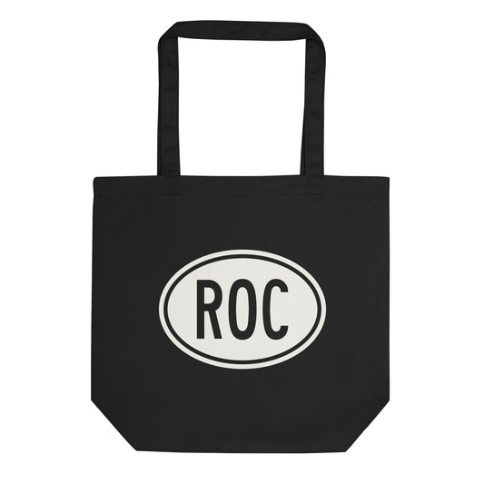 Unique Travel Gift Organic Tote - White Oval • ROC Rochester • YHM Designs - Image 01