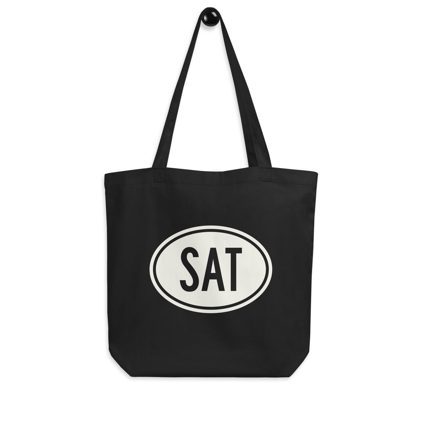 Unique Travel Gift Organic Tote - White Oval • SAT San Antonio • YHM Designs - Image 04