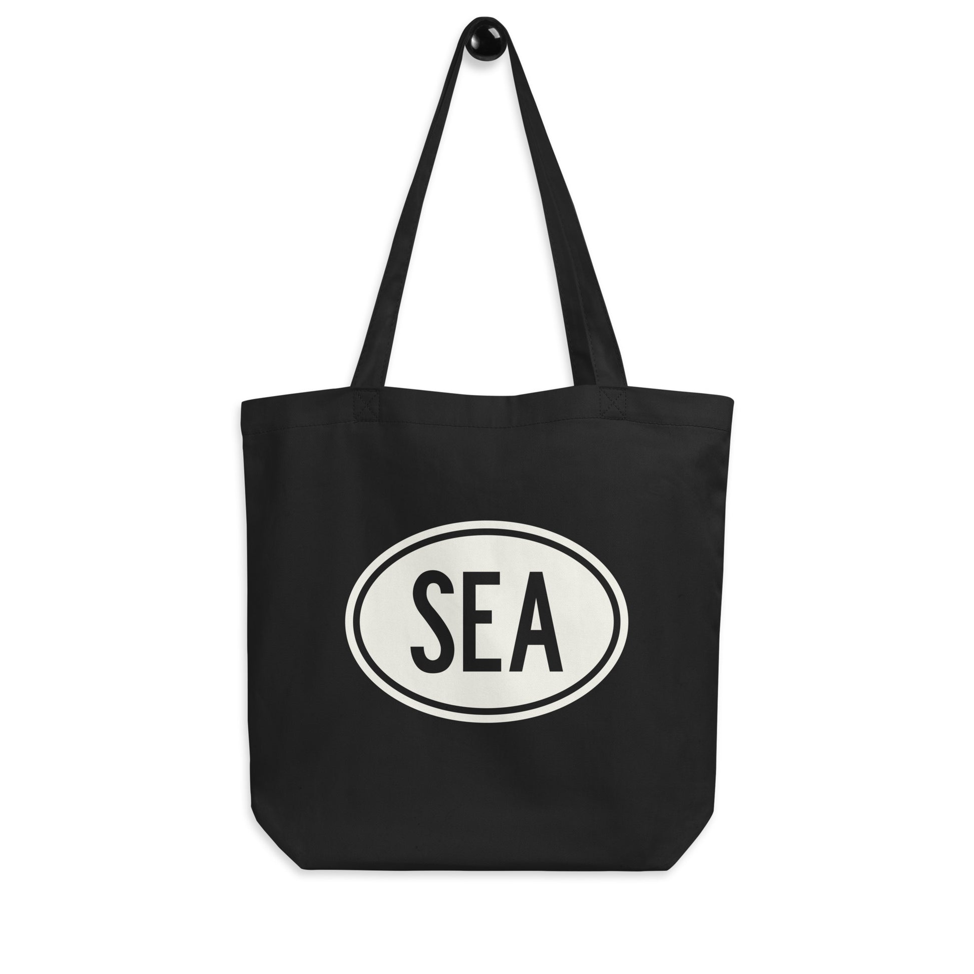 Unique Travel Gift Organic Tote - White Oval • SEA Seattle • YHM Designs - Image 04