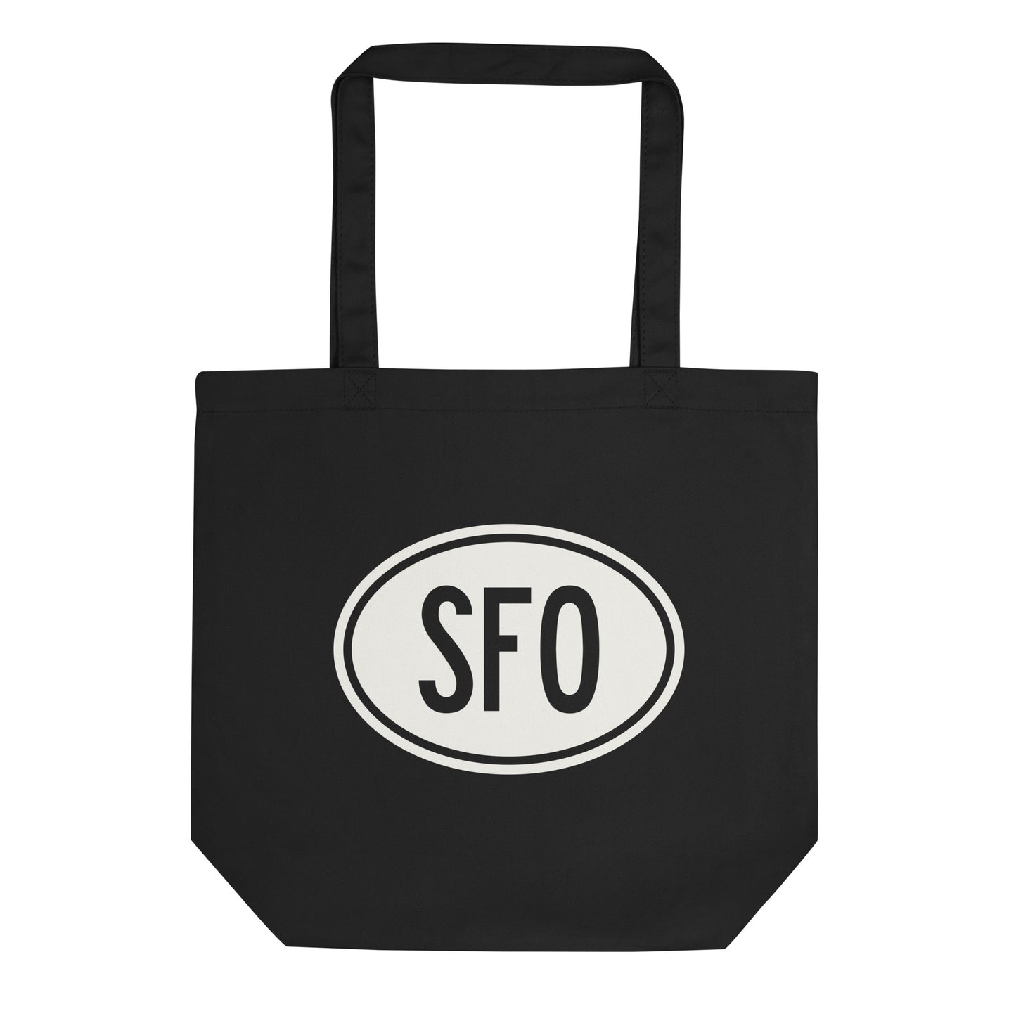 Unique Travel Gift Organic Tote - White Oval • SFO San Francisco • YHM Designs - Image 01