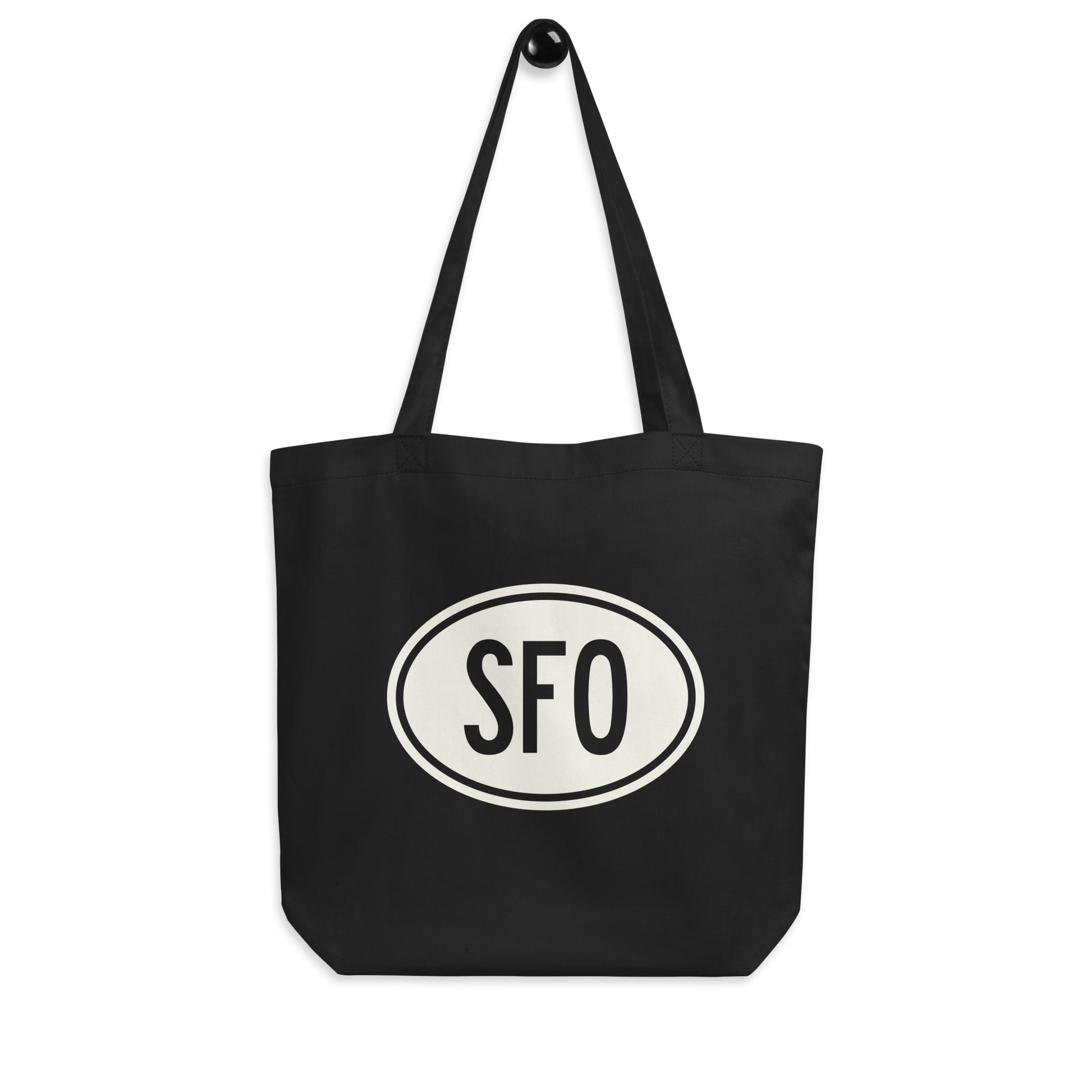 Unique Travel Gift Organic Tote - White Oval • SFO San Francisco • YHM Designs - Image 04