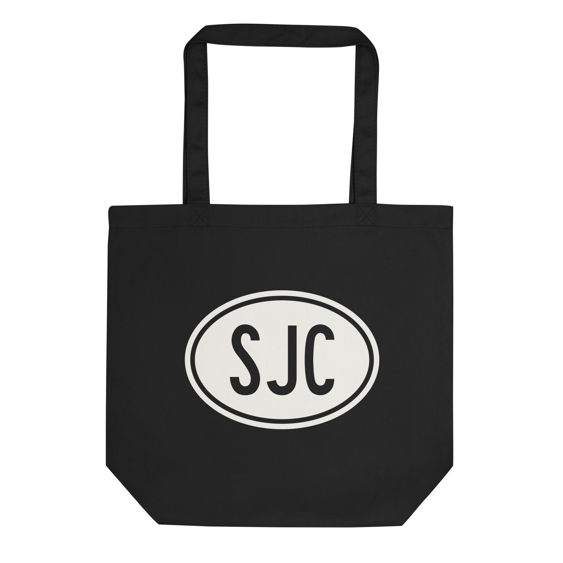 Unique Travel Gift Organic Tote - White Oval • SJC San Jose • YHM Designs - Image 01