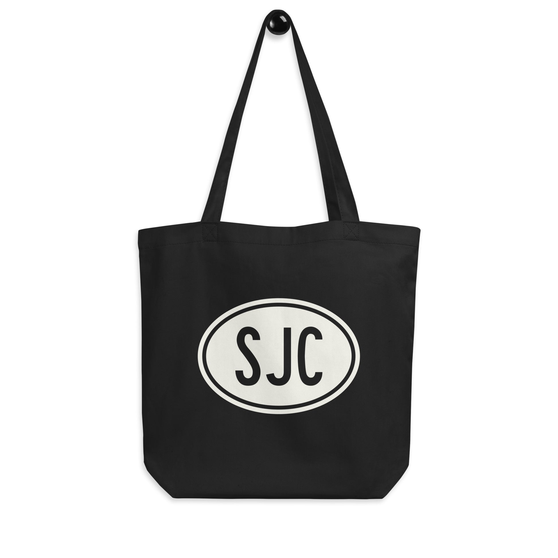 Unique Travel Gift Organic Tote - White Oval • SJC San Jose • YHM Designs - Image 04