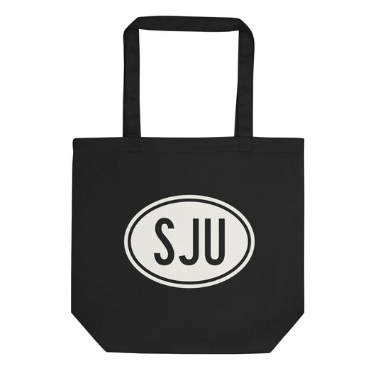Unique Travel Gift Organic Tote - White Oval • SJU San Juan Souvenir • YHM Designs - Image 01