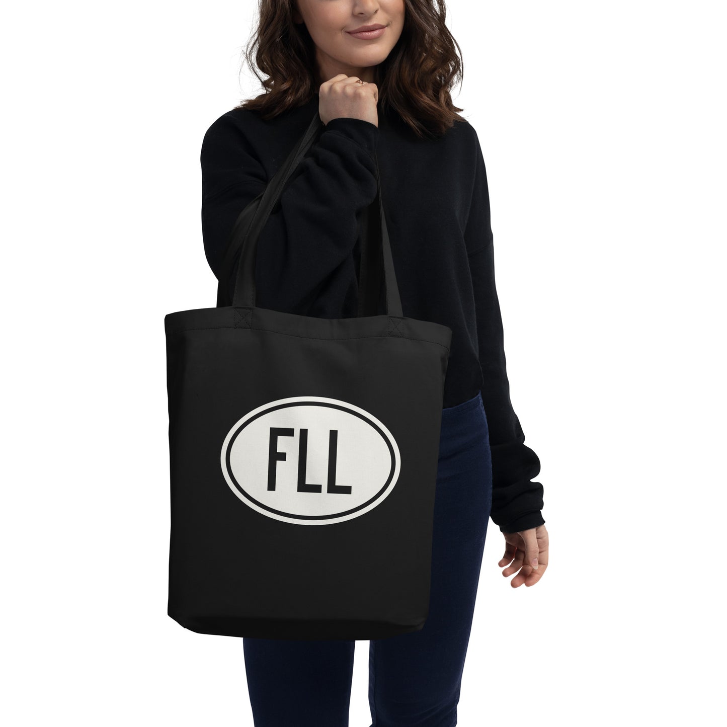 Unique Travel Gift Organic Tote - White Oval • FLL Fort Lauderdale • YHM Designs - Image 03
