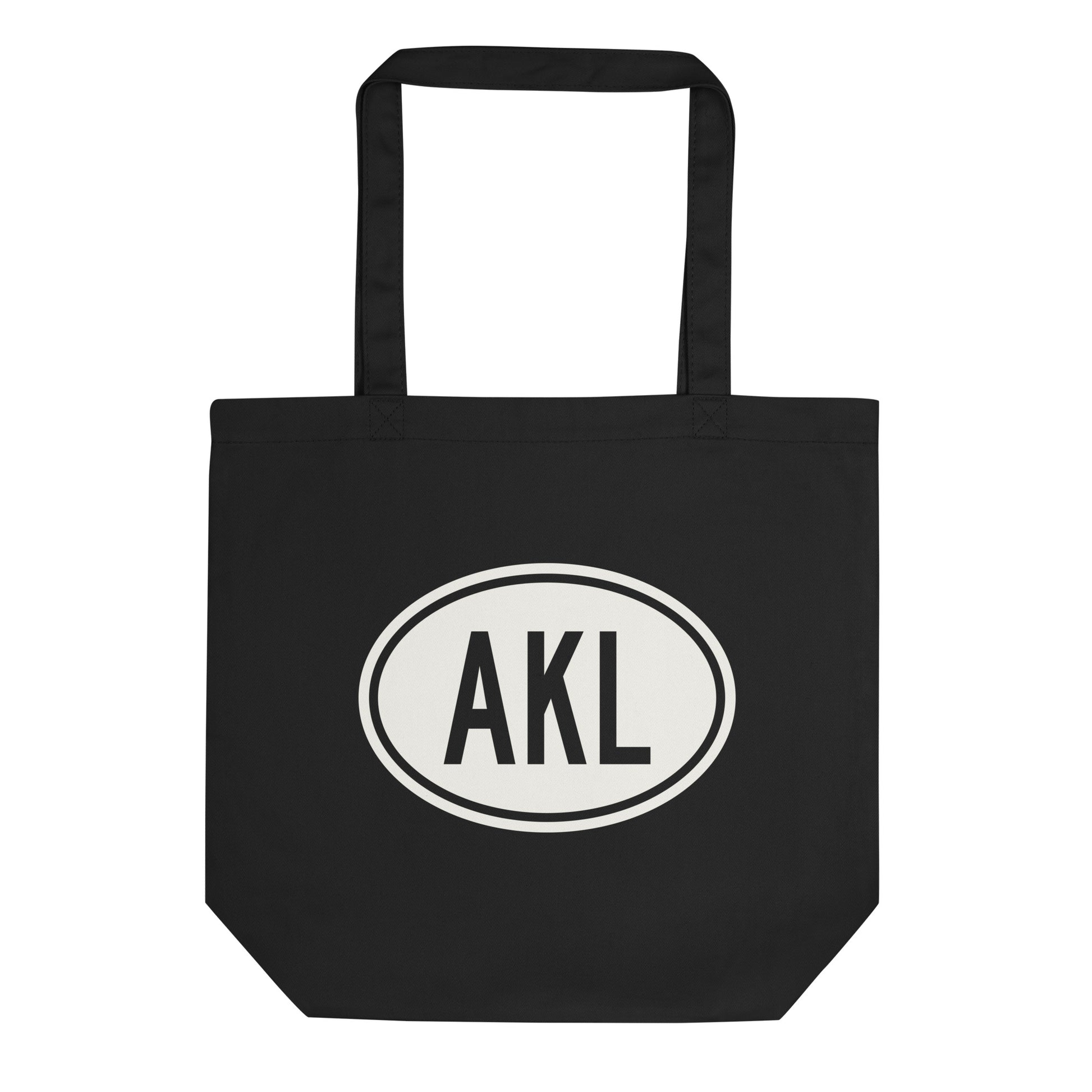 Unique Travel Gift Organic Tote - White Oval • AKL Auckland • YHM Designs - Image 01