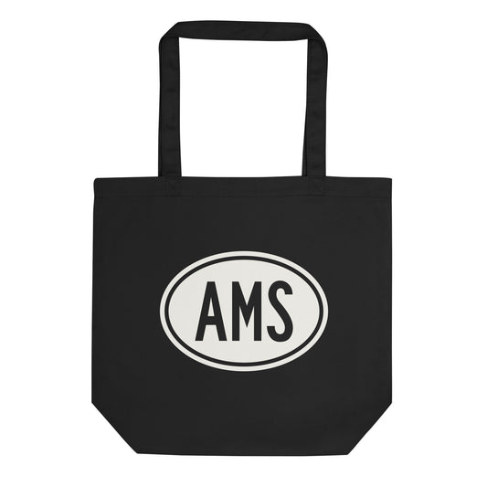 Unique Travel Gift Organic Tote - White Oval • AMS Amsterdam • YHM Designs - Image 01