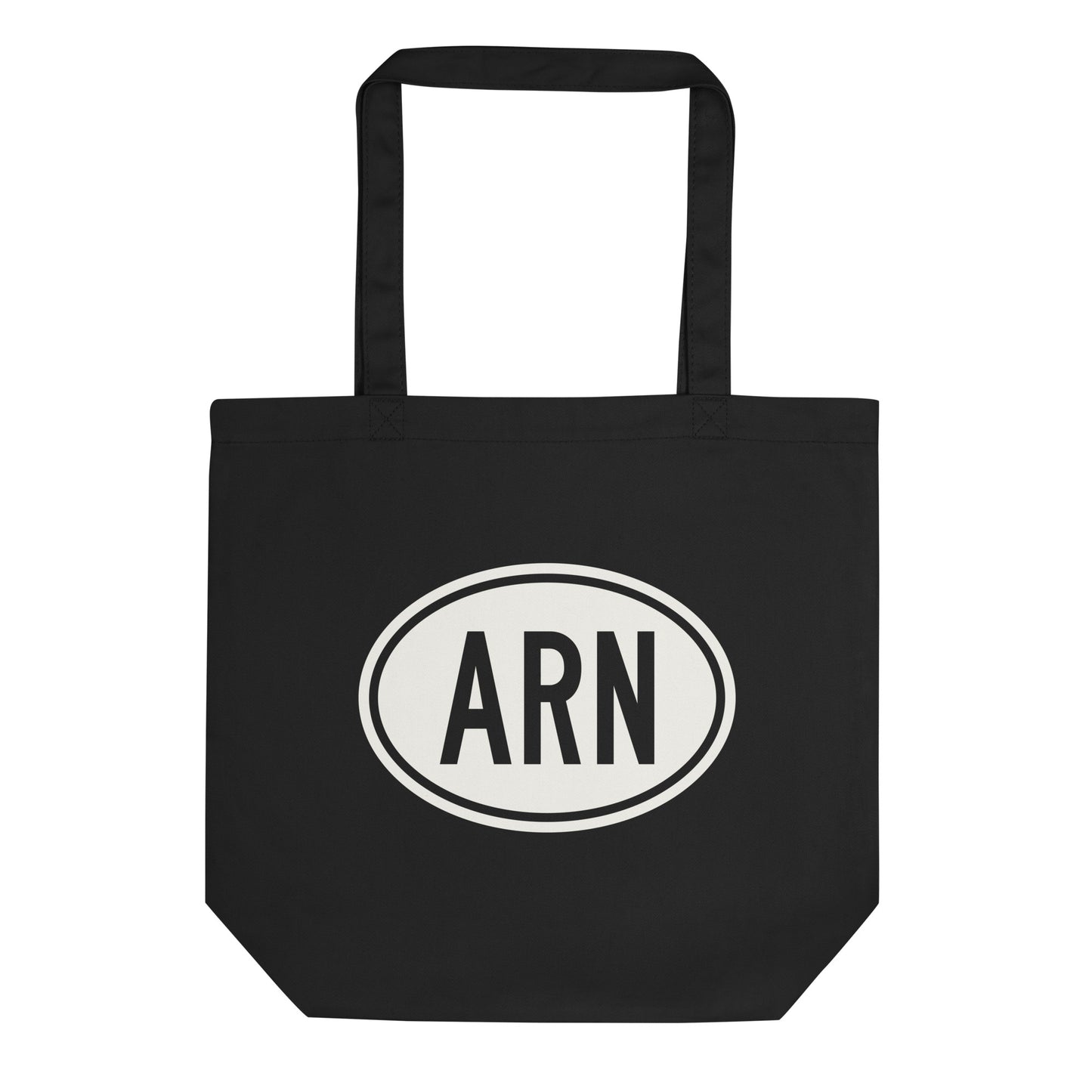 Unique Travel Gift Organic Tote - White Oval • ARN Stockholm Souvenir • YHM Designs - Image 01