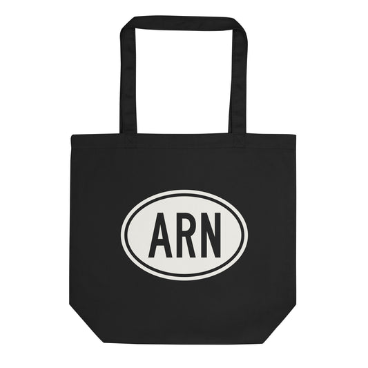 Unique Travel Gift Organic Tote - White Oval • ARN Stockholm Souvenir • YHM Designs - Image 01
