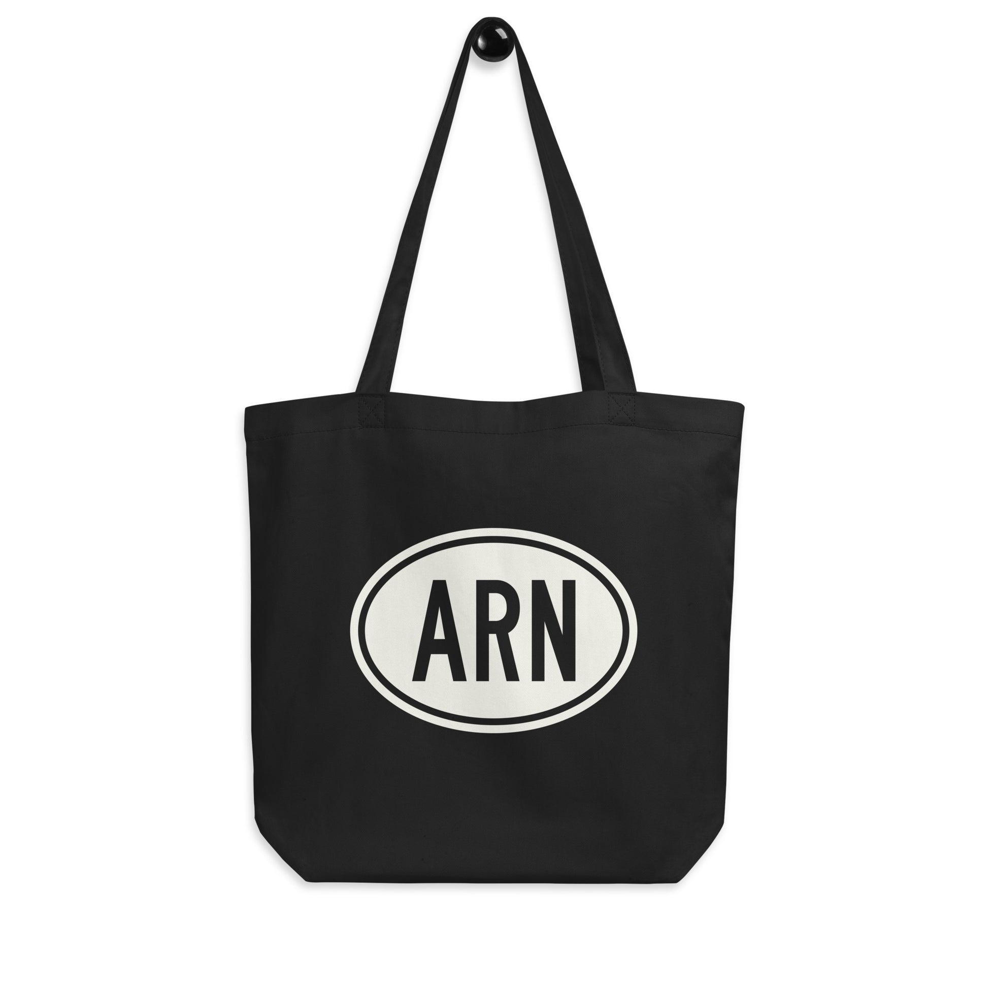 Unique Travel Gift Organic Tote - White Oval • ARN Stockholm Souvenir • YHM Designs - Image 04