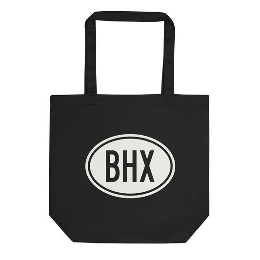 Unique Travel Gift Organic Tote - White Oval • BHX Birmingham Souvenir • YHM Designs - Image 01