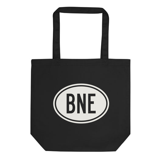 Unique Travel Gift Organic Tote - White Oval • BNE Brisbane • YHM Designs - Image 01