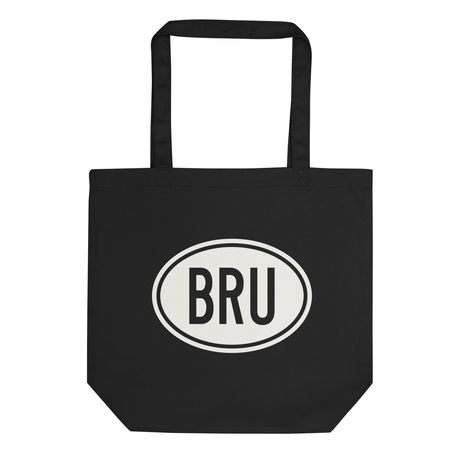 Unique Travel Gift Organic Tote - White Oval • BRU Brussels Souvenir • YHM Designs - Image 01
