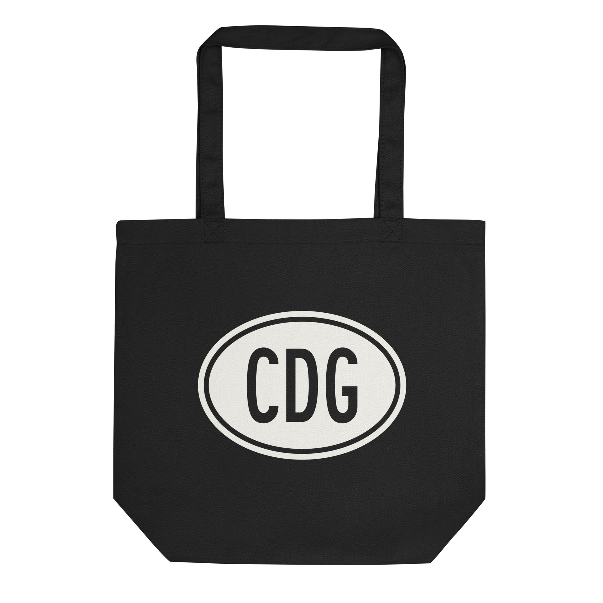 Unique Travel Gift Organic Tote - White Oval • CDG Paris • YHM Designs - Image 01