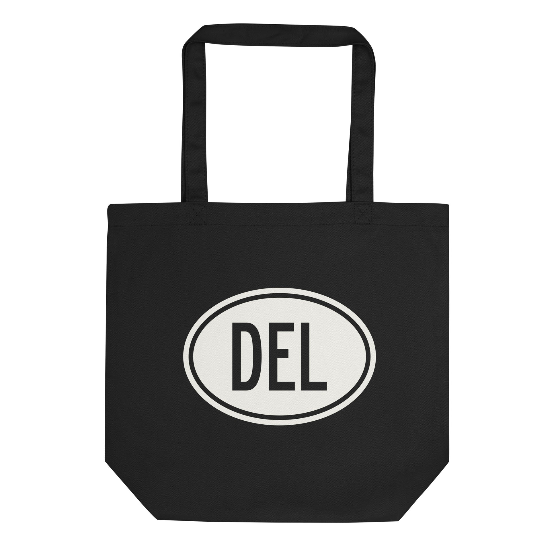 Unique Travel Gift Organic Tote - White Oval • DEL Delhi Souvenir • YHM Designs - Image 01